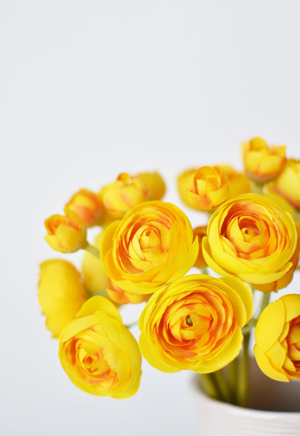 House by JSD 10" Faux Yellow Ranunculus Stem Bundle