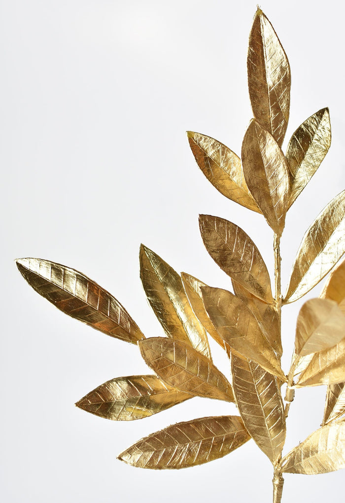 House by JSD 19" Faux Gold Bay leaf Stem