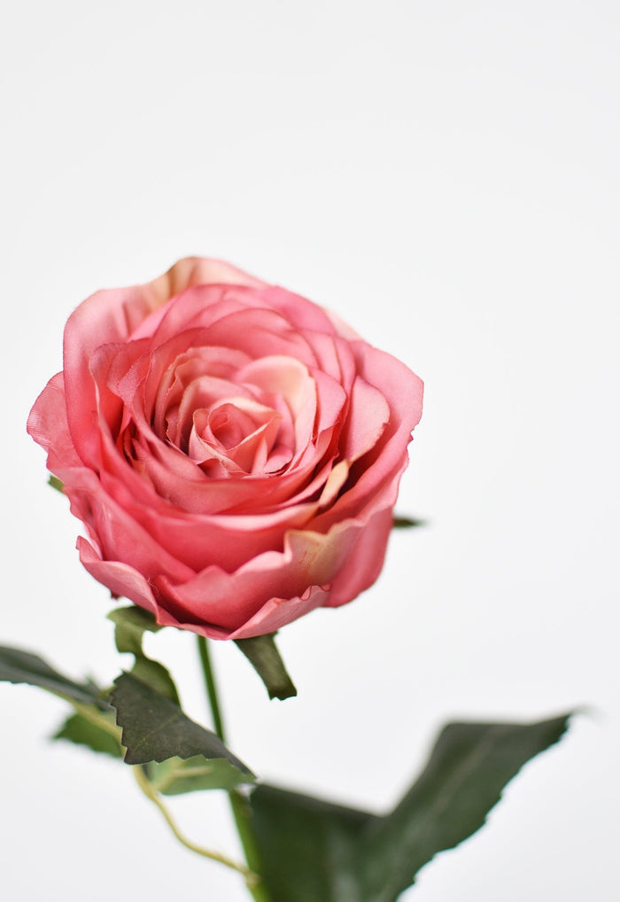 House by JSD 22" Faux Large Rose Bud Stem Cerise / Pink