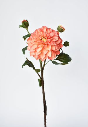 House by JSD 23.5" Faux Coral Dahlia w/Bud Stem - view 2