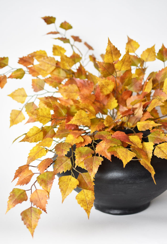 House by JSD 26" Faux Birch Leaf Stem Orange / Mustard / Yellow