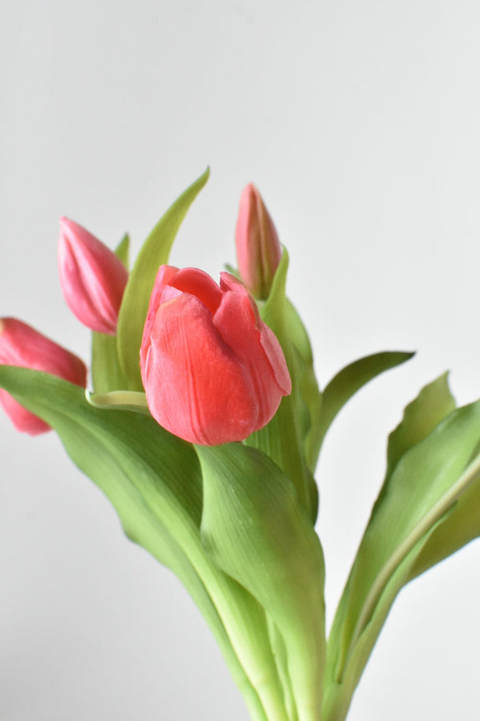 House by JSD 11.75" Faux Real Touch Dark Pink Tulip Stem Bundle