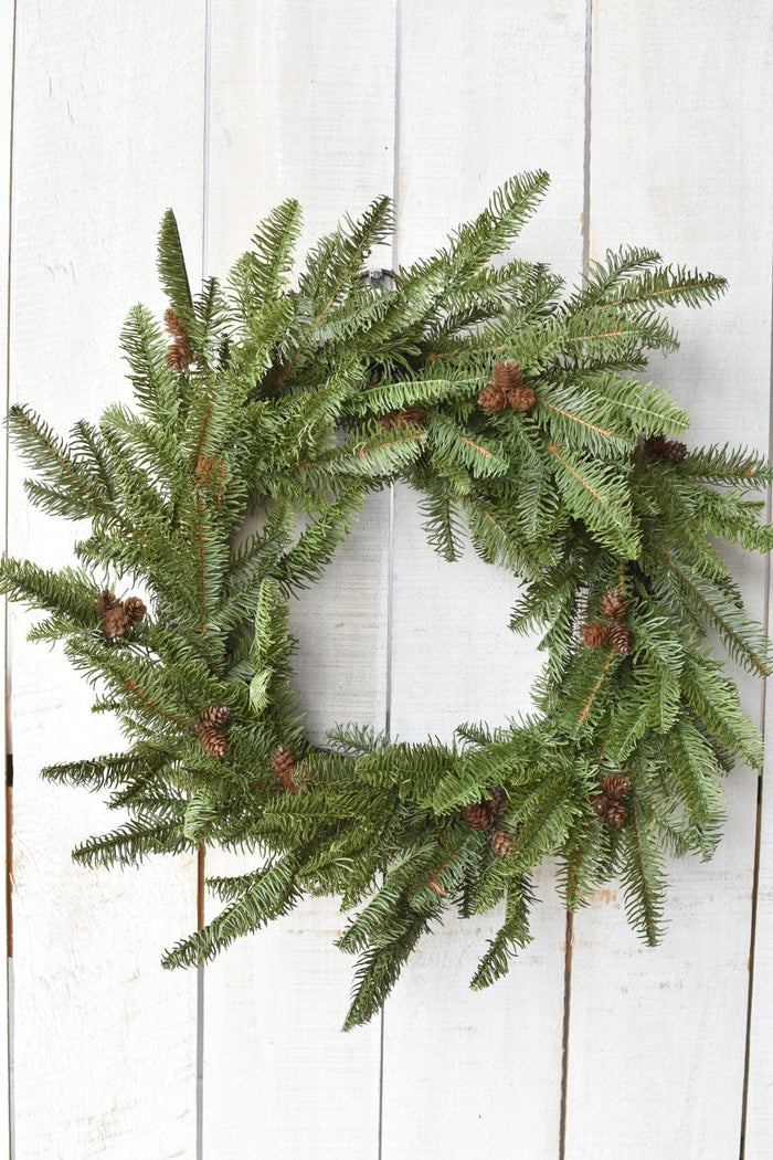 House by JSD 24" Faux Green Spruce Real Touch Wreath w/Faux Pinecones
