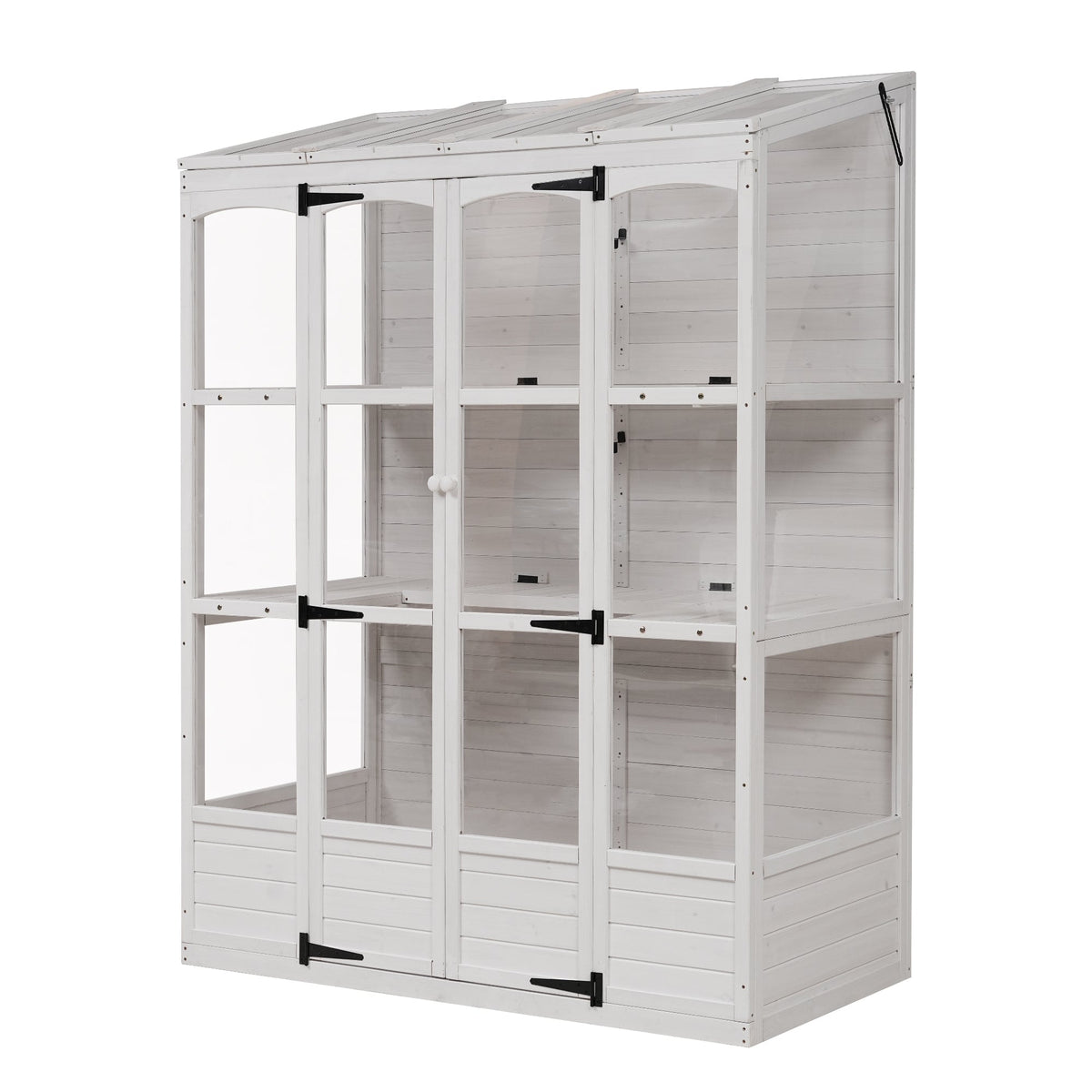 House of Zazla 78-Inch Wooden Walk-In Greenhouse with Skylights and Folding Shelves - view 8