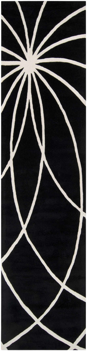 Davison Black Geometric Wool Carpet