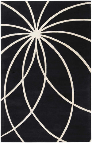 Davison Black Geometric Wool Carpet