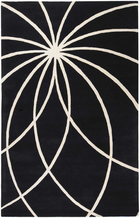 Davison Black Geometric Wool Carpet
