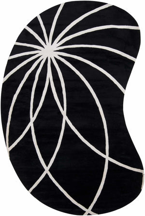 Davison Black Geometric Wool Carpet