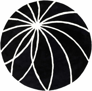 Davison Black Geometric Wool Carpet