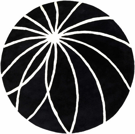Davison Black Geometric Wool Carpet