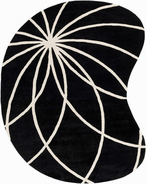 Davison Black Geometric Wool Carpet