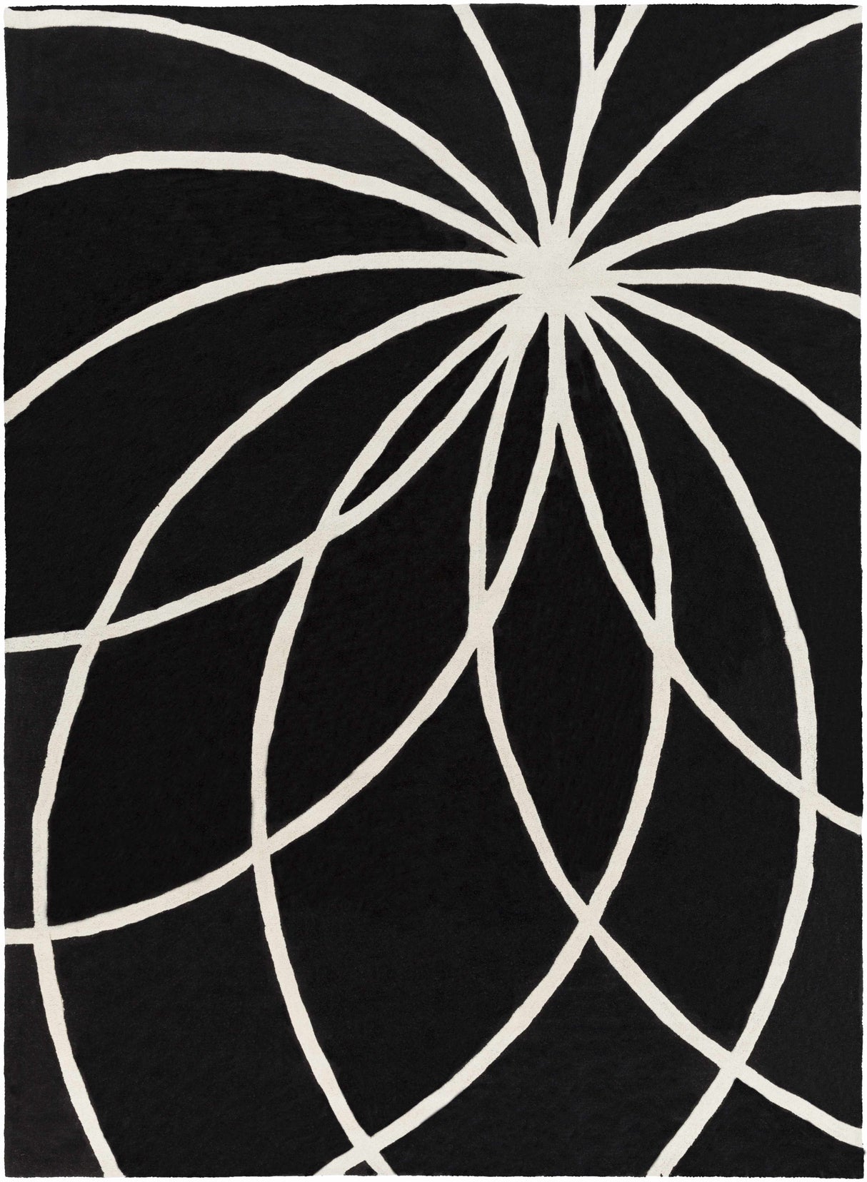 Davison Black Geometric Wool Carpet