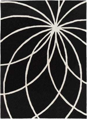 Davison Black Geometric Wool Carpet