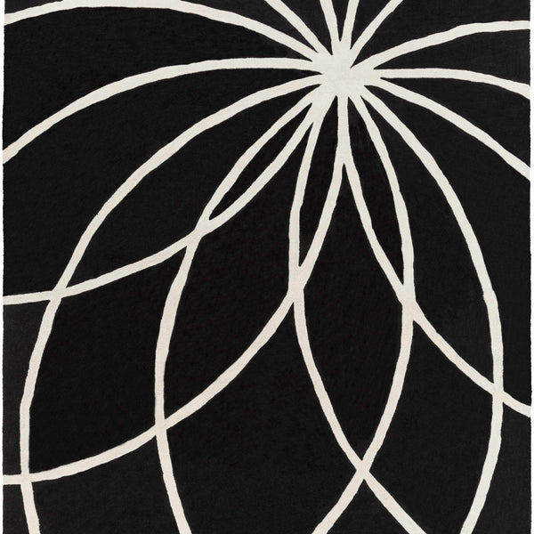 Davison Black Geometric Wool Carpet