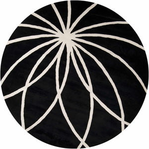Davison Black Geometric Wool Carpet
