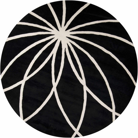 Davison Black Geometric Wool Carpet