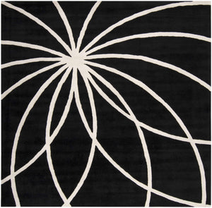 Davison Black Geometric Wool Carpet
