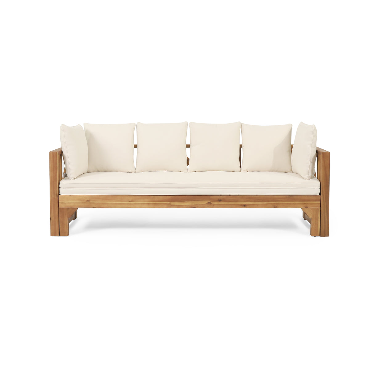 Outdoor Extendable Acacia Wood 3 Seater Sofa