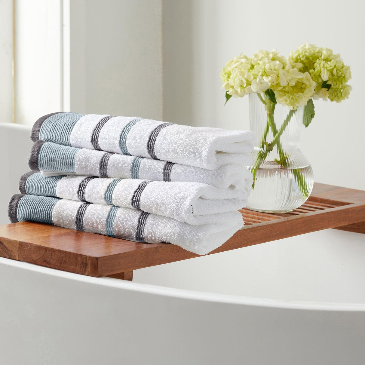 Decorative Cotton Stripe Bath Towel Set - Noelle Collection
