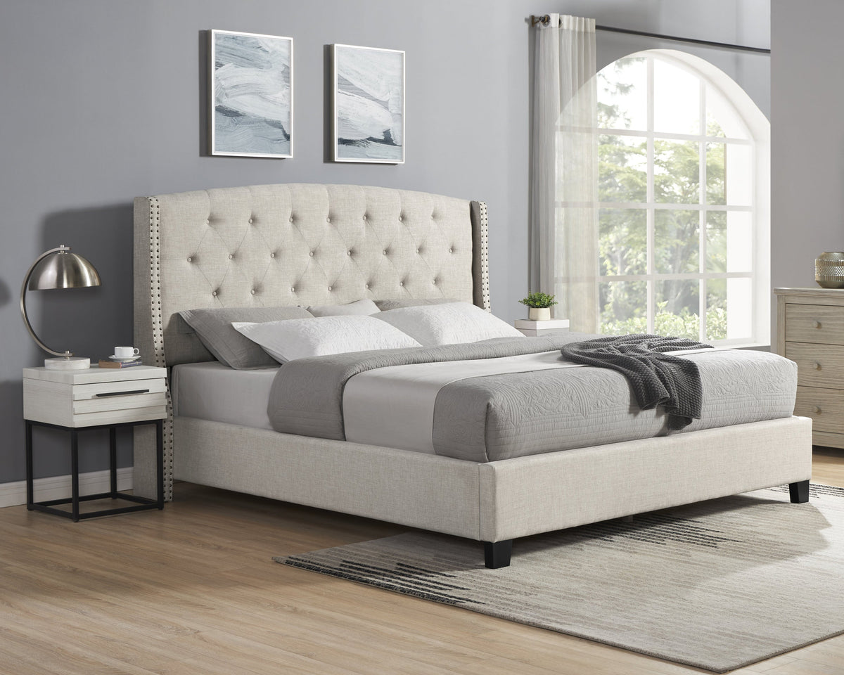 HZ 3-Piece Upholstered Bedroom Set with Tufted Wingback Bed