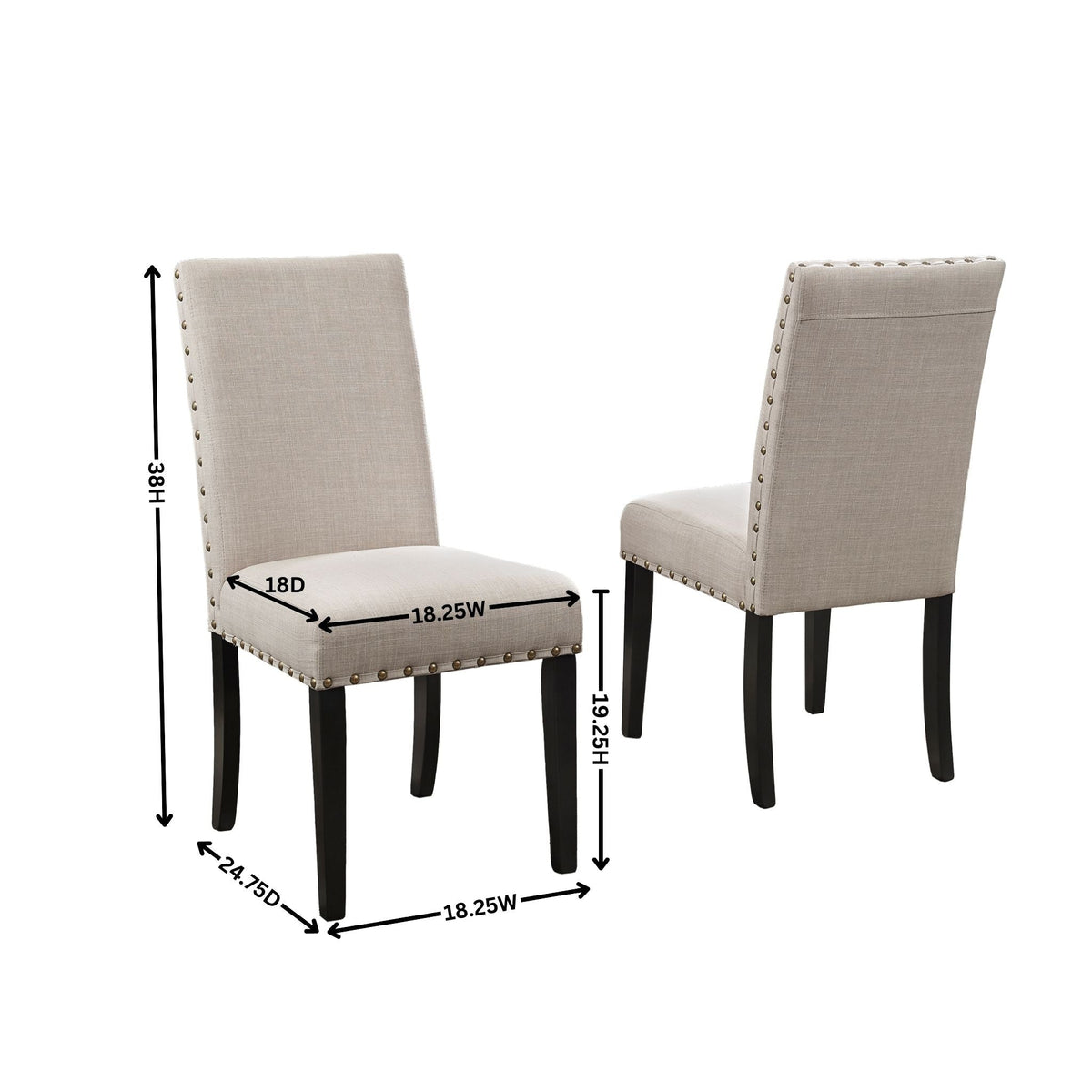 HZ Eleanor Upholstered Dining Chairs with Nailhead Trim - view 8