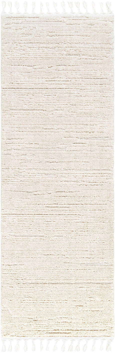 Ibarra Textured Ivory High/Low Pile Rug with Tassels