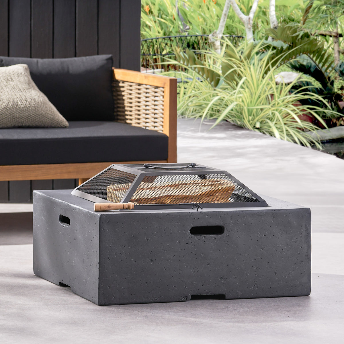 Outdoor 29" Square MgO Wood-Burning Fire Pit