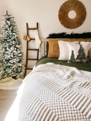 Noel Faux Fur Christmas Throw Pillow Cover 18x18
