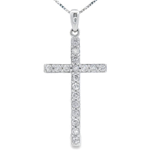 .25ct Diamond Cross Religious Pendant 14KT White Gold