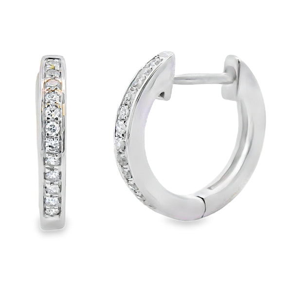 .08ct Diamond Hoop Earrings 10KT White Gold