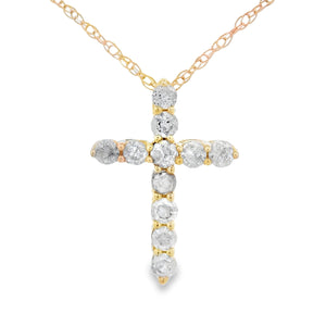 .19ct Diamond Cross Religious Pendant 14KT Yellow Gold