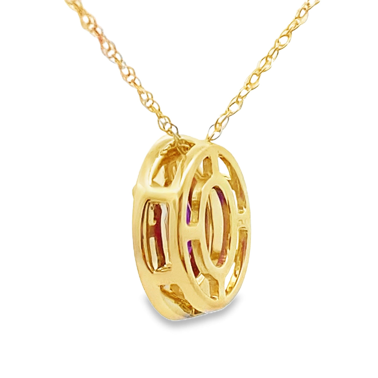 Amethyst Diamond Fashion Pendants 10KT Yellow Gold