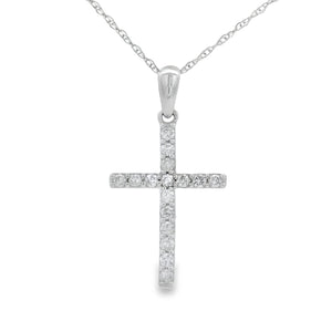 .19ct Diamond Cross Religious Pendant 14KT White Gold