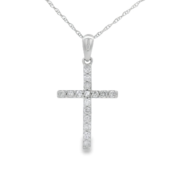 .19ct Diamond Cross Religious Pendant 14KT White Gold