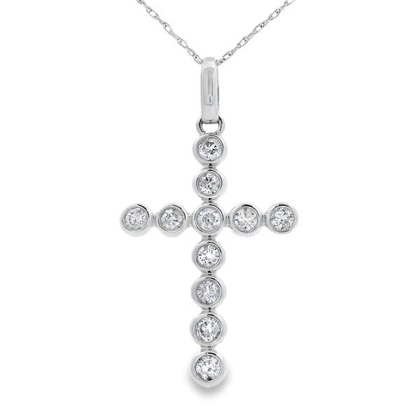 .50ct Diamond Cross Religious Pendant 14KT White Gold
