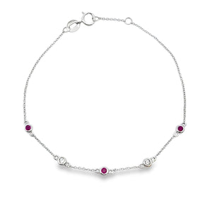 .17ct Ruby Diamond Bracelet 14KT White Gold