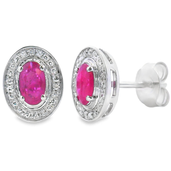 .73ct Ruby Diamond Earrings 10KT White Gold