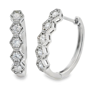 .50ct Diamond Hoop Earrings 14KT White Gold