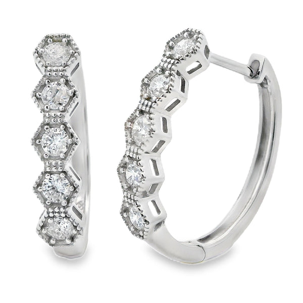 .50ct Diamond Hoop Earrings 14KT White Gold