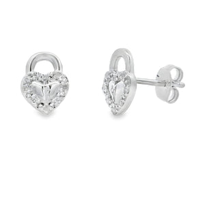 .06ct Diamond Heart Earrings Sterling Silver