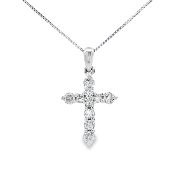 .30ct Diamond Cross Religious Pendant 14KT White Gold