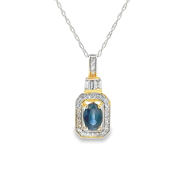 Sapphire Diamond Fashion Pendants 14KT Yellow Gold