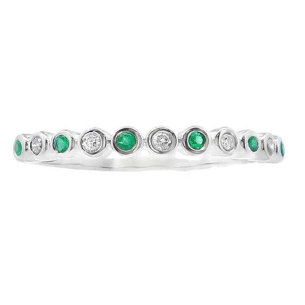 Emerald Diamond stackable band set 14KT White Gold