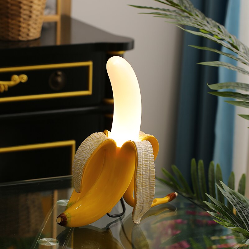 Banana Table Lamp Art Deco Brass Chrome Accent Light