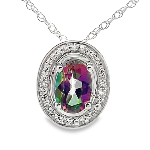 Mystic Fire Topaz Fashion Pendants 10KT White Gold