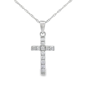 .11ct Diamond Cross Religious Pendant 14KT White Gold