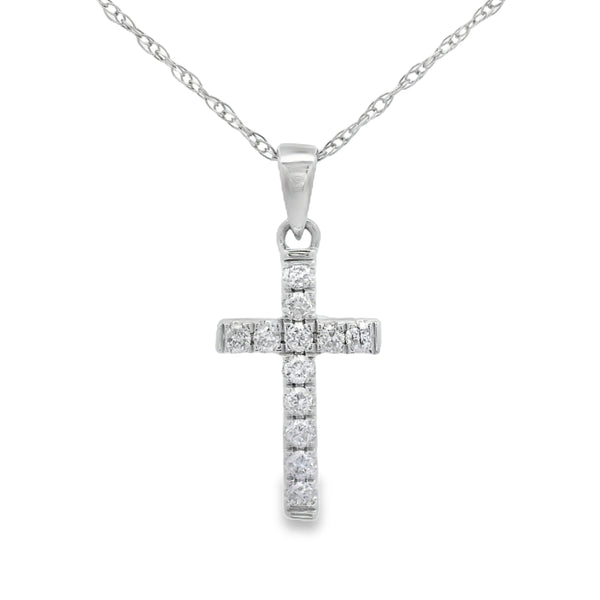 .11ct Diamond Cross Religious Pendant 14KT White Gold
