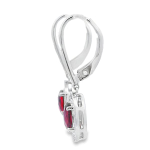 1.41ct Garnet Diamond Dangle Earrings 10KT White Gold
