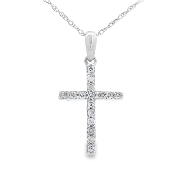 .11ct Diamond Cross Religious Pendant 14KT White Gold
