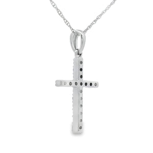 .13ct Diamond Cross Religious Pendant 14KT White Gold